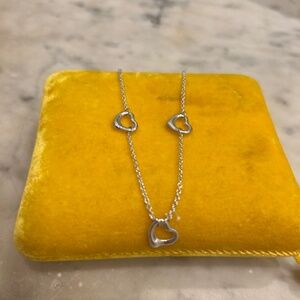 Tiffany & Co. Sterling Silver Elsa Peretti Three Heart Necklace